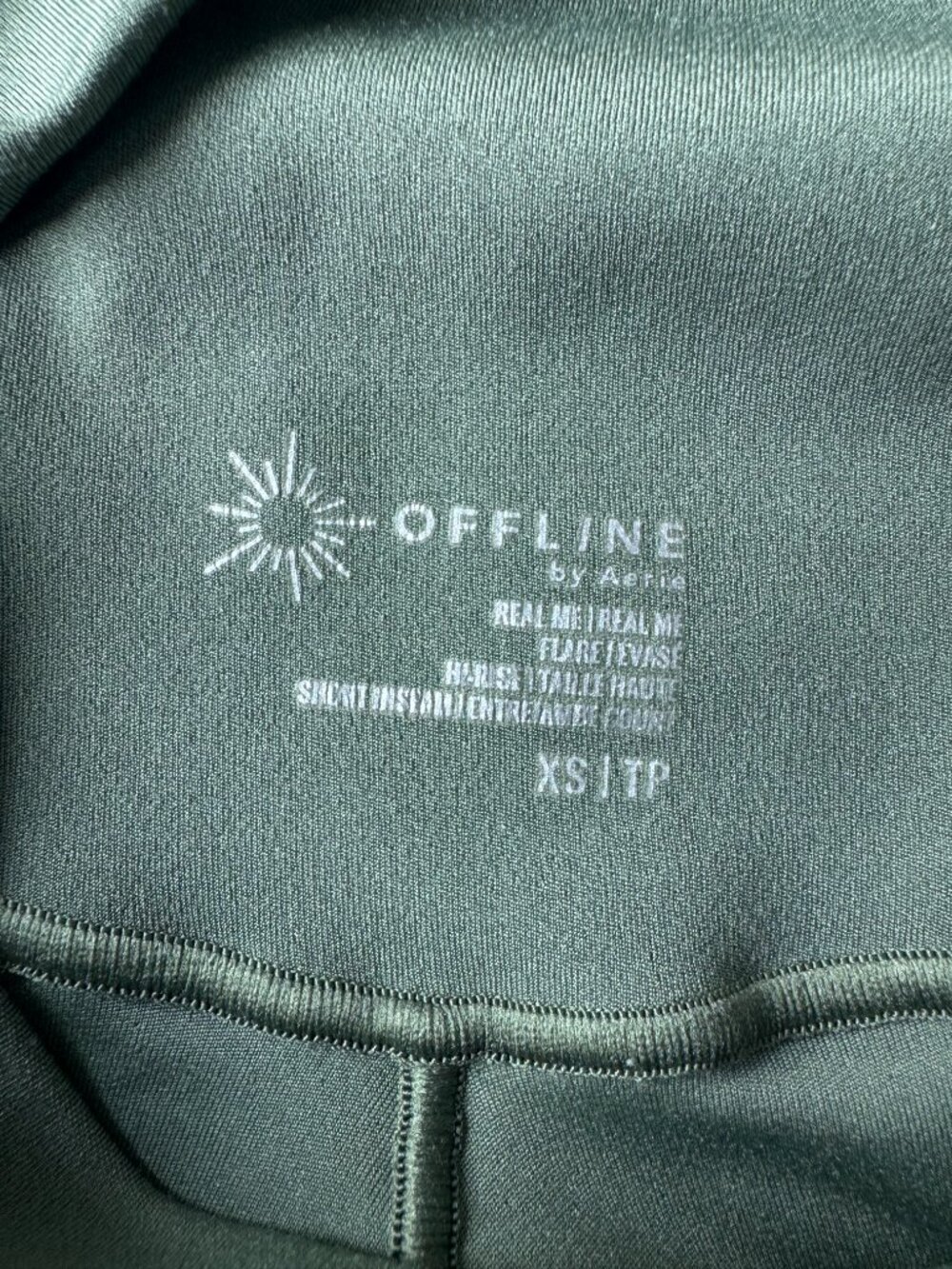 Aerie OFFLINE Flare Leggings Sage Green XS Short Inseam High Waisted Yoga Pants - Picture 7 of 7